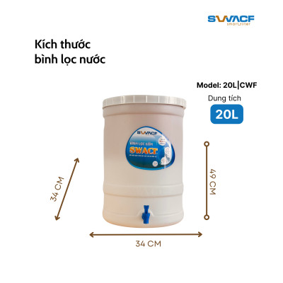 Bình lọc nước uống trực tiếp SWACF 20L | CWF, lõi lọc 10L, tốc độ lọc 2-4 lít/giờ, giữ khoáng thiết yếu - Công nghệ Mỹ