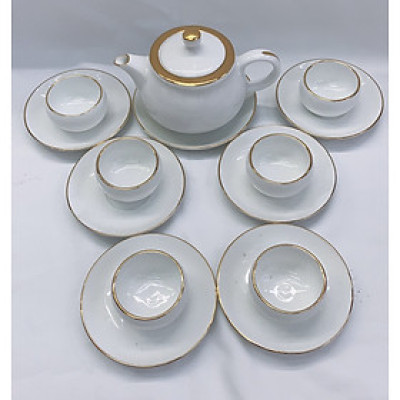 BỘ ẤM CHÉN PHA TRÀ KÈM 6 ĐĨA LÓT TÁCH