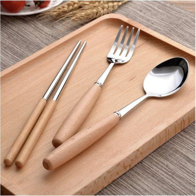 Bộ Thìa Đũa  Cá Nhân Văn Phòng  3 Món Lúa Mạch Chất Liệu Inox 304 Không Rỉ Kèm Hộp- Hàng Loại 1 - Chính Hãng MINIIN