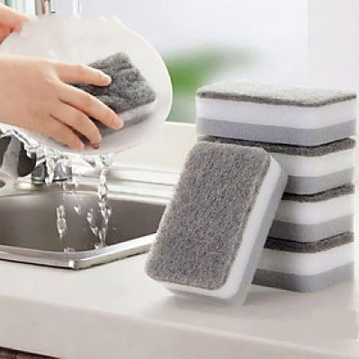Miếng bọt biển rửa chén bát xoong nồi, bồn rửa chén, lavabo hai mặt siêu sạch tiện dụng