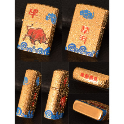 Vỏ Hột Quẹt Bật Lửa Xăng Đá Zorro Z92034B Họa Tiết Con Trâu Đẹp Độc Lạ sang trọng - Dùng Xăng Bấc Đá Cao Cấp