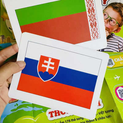 Thẻ cờ Quốc Kỳ Địa lý các Quốc gia trên thế giới (173 Quốc gia 5 Châu lục phiên âm Tiếng anh)