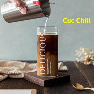 Ly thủy tinh vuông trong suốt uống nước cute chịu nhiệt  pha cafe sinh tố, Cốc thủy tinh vuông dễ thương cocktail