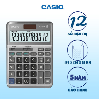 Máy Tính CASIO DF-120FM Cỡ Trung Bề Mặt Kim Loại Số To