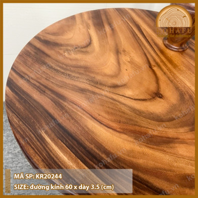 Mặt Bàn Tròn Gỗ Me Tây KOHAFU Đường Kính 60cm - Hàng Y Hình