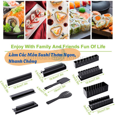 Bộ Dụng Cụ Làm Sushi 11 Món – Kèm Dao, Dễ Dùng Tại Nhà-•  Bộ Dụng Cụ Làm Sushi 11 Món – Kèm Dao, Dễ Dùng Tại Nhà