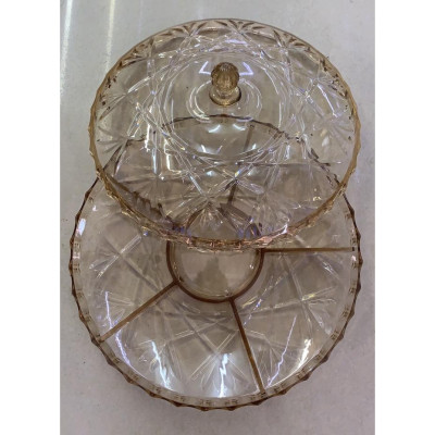 Khay đựng mứt tết  bằng nhựa trong Acrylic màu vàng