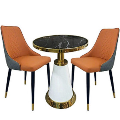 Bộ bàn tiếp khách xi vàng 2 ghế bọc nệm SL BELL-06EC / ECO 22C-P Nội thất Capta