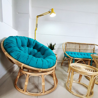 Ghế papasan ( nệm vải bố cotton  xanh ngọc)