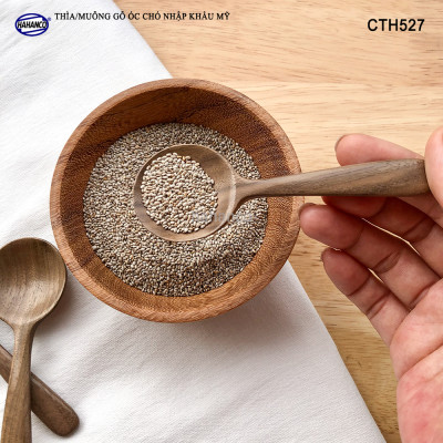 Thìa/Muỗng đầu tròn gỗ Óc Chó (10,5cm) CTH527 - Xúc cafe, gia vị, decor trang trí - An toàn cho sức khỏe