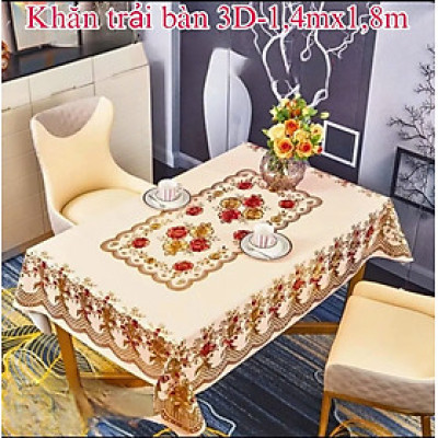 Khăn trải bàn PVC W751 140x 180 cm - in nổi hoa văn sang trọng, không thấm nước