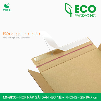 MNGK05 - 25x19x7cm - COMBO 20 HỘP CARTON NẮP GÀI HÔNG CÓ KEO NIÊM PHONG - THÙNG HỘP CARTON ĐÓNG HÀNG
