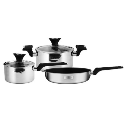 Bộ nồi chảo Elmich EDA-0866 ( inox 3 lớp đáy liền cao cấp - quánh 16, nồi 20, chảo 24cm) - Hàng chính hãng