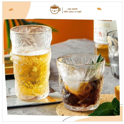 Cốc thủy tinh vân sóng nước - Decor quán cafe, chụp hình đồ ăn, đựng đồ uống
