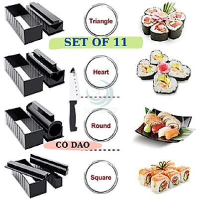 Bộ Dụng Cụ Làm Sushi 11 Món – Kèm Dao, Dễ Dùng Tại Nhà-•  Bộ Dụng Cụ Làm Sushi 11 Món – Kèm Dao, Dễ Dùng Tại Nhà