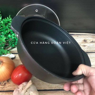 Nồi nhôm chống dính C.Lượng 18 cm - Kho thịt cá, cơm chiên, mì cay, om, kho tộ …Tiện ích cho gia đình, chuyên nghiệp. Ch