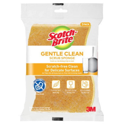 Gói 2 Miếng cước rửa chén có mút không trầy xước 115x70mm Scotch-Brite 3M SB-CRV - Lấy sạch vết bẩn, an toàn nồi chảo, rửa sạch nhanh chóng