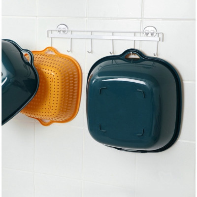 Set Rổ 6 Món Gồm 3 Rổ 3 Chậu - Bộ Rổ Nhựa Vuông 6 Món Kèm Chậu Ráo Nước Hai Lớp Cao Cấp