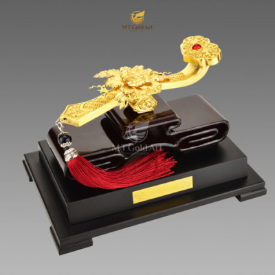 Trượng Như Ý dát vàng (17x20x24cm) MT Gold Art- Hàng chính hãng, trang trí nhà cửa, phòng làm việc, quà tặng sếp, đối tác, khách hàng, tân gia, khai trương