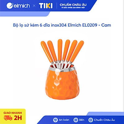 Bộ lọ sứ kèm 6 dĩa inox304 Elmich EL0209