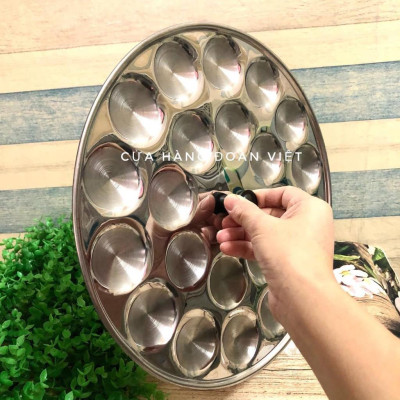 Khuôn Bánh Bèo - Inox tiện lợi có nút cầm chống nóng - Khuôn 22 Bánh, Đk khuôn 32cm. Chuyên phục vụ Sp Gia dụng, Khuôn l