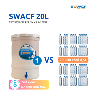 Bình lọc nước uống trực tiếp SWACF 20L | CWF, lõi lọc 10L, tốc độ lọc 2-4 lít/giờ, giữ khoáng thiết yếu - Công nghệ Mỹ
