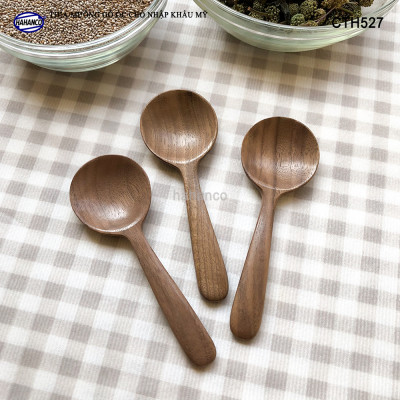 Thìa/Muỗng đầu tròn gỗ Óc Chó (10,5cm) CTH527 - Xúc cafe, gia vị, decor trang trí - An toàn cho sức khỏe