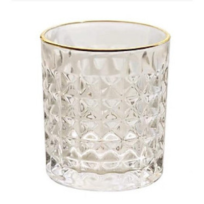 Bộ 6 cốc thủy tinh dùng uống ước hoặc rượu tây vân kim cương hạt viền vàng cao cấp