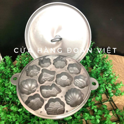 Khuôn Bánh Bông Lan, Bánh Thuẩn - Gang dày C.Lượng loại 12 bánh - Khuôn Loại 1, Nặng 1800g. Chuyên phục vụ Sp Gia dụng,