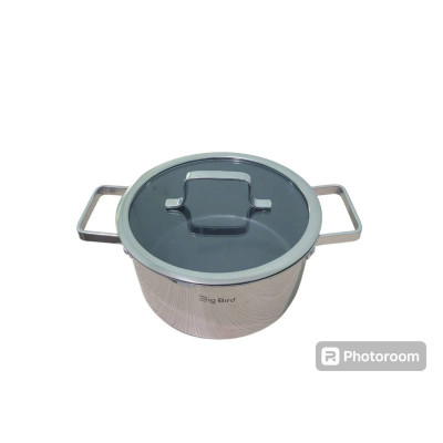 NỒI BIG BIRD SIZE 18CM INOX LIỀN KHỐI 304 CAO CẤP, NẮP KÍNH BẰNG, QUAI VUÔNG, DÙNG ĐƯỢC CHO MỌI LOẠI BẾP TỪ, HỒNG NGOẠI, GA