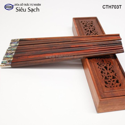 Đũa gỗ Trắc đầu ốc Bào Ngư nhập khẩu Úc (Hộp 10 Đôi) CTH703TV - Tặng kèm hộp đẹp làm quà biếu - Đũa siêu sạch