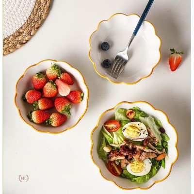 Tô viền hoa phong cách Nhật Bản, Viền vàng, xinh xắn, bắt mắt, men sáng bóng