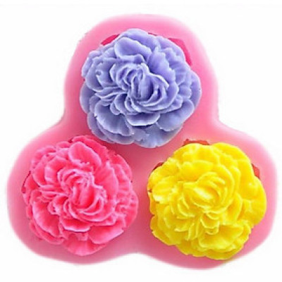 Khuôn silicon làm rau câu 3 hoa cẩm chướng cánh xoăn - Mã số 1479