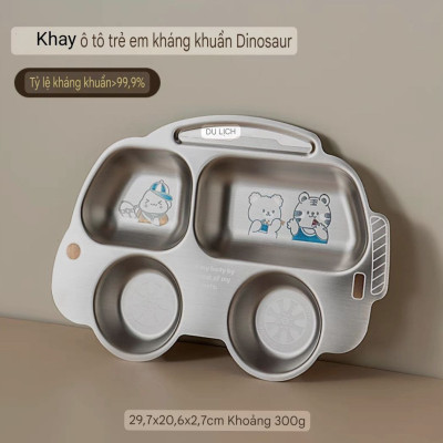 KHAY INOX 304 CAO CẤP KHAY ĂN DẶM TRAVELER 4 NGĂN DÀNH CHO BÉ ĐÁNG YÊU - KHÁNG KHUẨN 99,9%