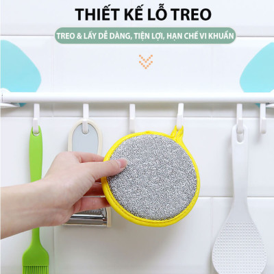 Miếng Bọt Biển Rửa Chén 2 Mặt Vải Lưới Tạo Bọt Rửa Bát Cọ Nồi Đa Năng Tiện Lợi