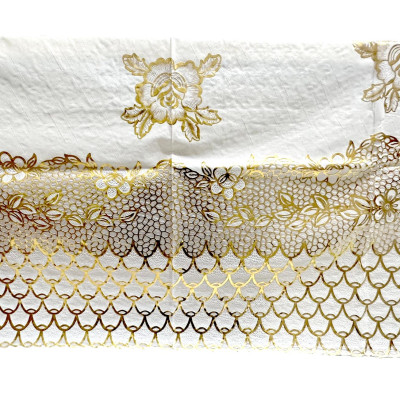 Khăn Trải Bàn WLG.751 (137x180 cm),  hoa văn phủ nhũ vàng, nhựa PVC dẻo, không thấm nước, dễ vệ sinh