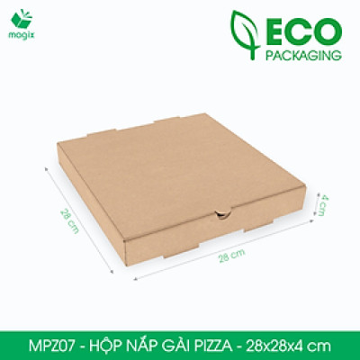 MPZ07 - 28x28x4 cm - 100 Hộp nắp gài pizza đa dụng - Hộp nắp gập, hộp carton gói hàng, hộp quà