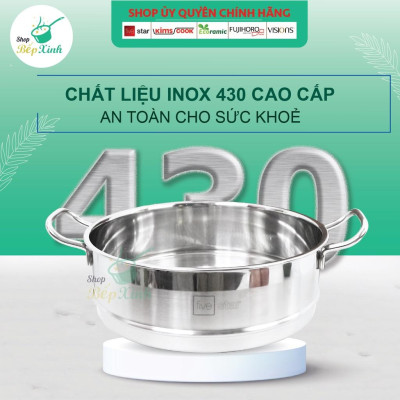 Bộ nồi chảo chống dính vân đá 3 lớp đáy liền inox 304 Fivestar Plus 6 món quai oval nắp kính