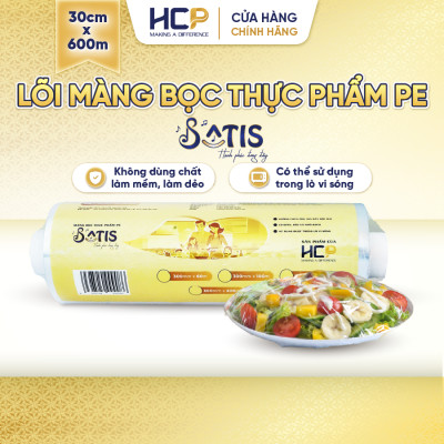 Lõi Màng Bọc Thực Phẩm PE SATIS 30cm x 600m Không Chứa Chất Phụ Gia Gây Hại Sức Khỏe Dùng Được Cho Lò Vi Sóng