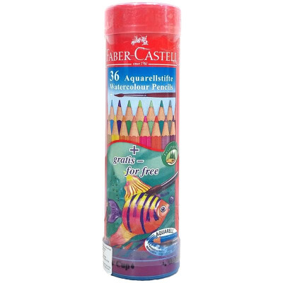 Chì Màu Nước Fish 115936-36 Màu Dài (Hộp Thiếc Tròn) Faber Castell