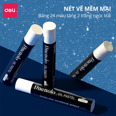 Bút Sáp Dầu Nhũ Cao Cấp Siêu Mịn Deli Màu Tươi An Toàn Cho Học Sinh Họa Sĩ Chuyên Nghiệp Sơn Dầu