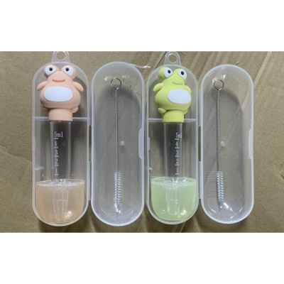 Dụng Cụ Hỗ Trợ Uống Thuoc Bón Thuoc Sữa Cho Bé Hình Con Ếch Siêu Đáng Yêu An Toàn và Tiện Lợi Kèm Hộp và Cọ