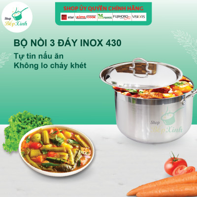 Bộ nồi xửng hấp inox 430 Fivestar standard nắp inox ( 28cm ),tặng 5 muỗng ăn ,3 đáy bếp từ , gas, hồng ngoại
