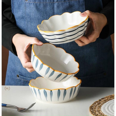 Tô viền hoa phong cách Nhật Bản, Viền vàng, xinh xắn, bắt mắt, men sáng bóng