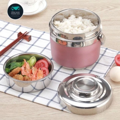Hộp Đựng Cơm Giữ Nhiệt Dạng Bom 2 Ngăn 1.5L Cao Cấp. Cà men Bom Hàn Quốc 2 Ngăn - Cặp lồng bom xuất Hàn