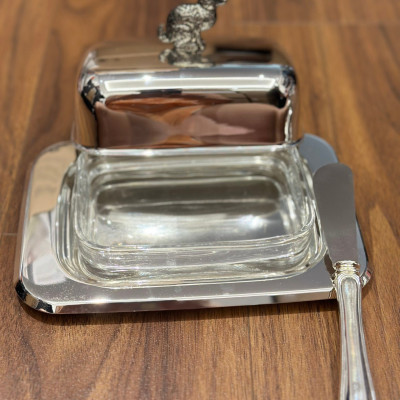 Khay đựng bơ kèm dao mạ Edzard bạc Hàng chính hãng