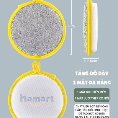 Miếng Bọt Biển Rửa Chén 2 Mặt Vải Lưới Tạo Bọt Rửa Bát Cọ Nồi Đa Năng Tiện Lợi