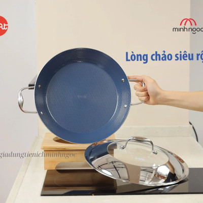 [Hàng chính hãng-iMat] Chảo đa năng iMat Hybrid Paella size đại 32cm,chống dính Ceramic lòng xanh