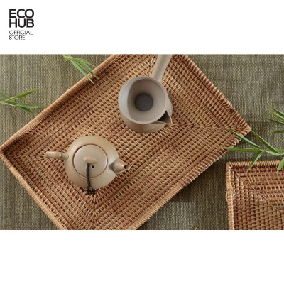 Khay mây guột chữ nhật có tay cầm đựng hoa quả, đồ ăn, decor, không bị mốc tiện dụng | EH066