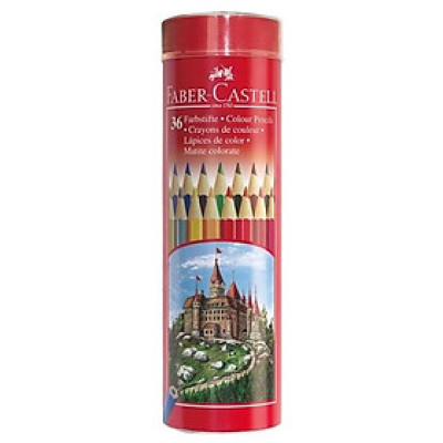 Chì Màu Lục Giác Castell -115828 - 36 Màu Dài (Hộp Thiếc Tròn) Faber Castell